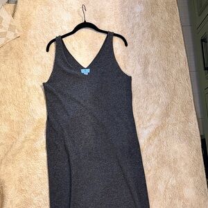 CeCe Dark Gray V-Neck Midi Dress